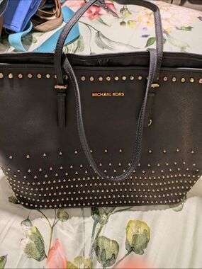 Michael Kors Black Tote with Gold Accents